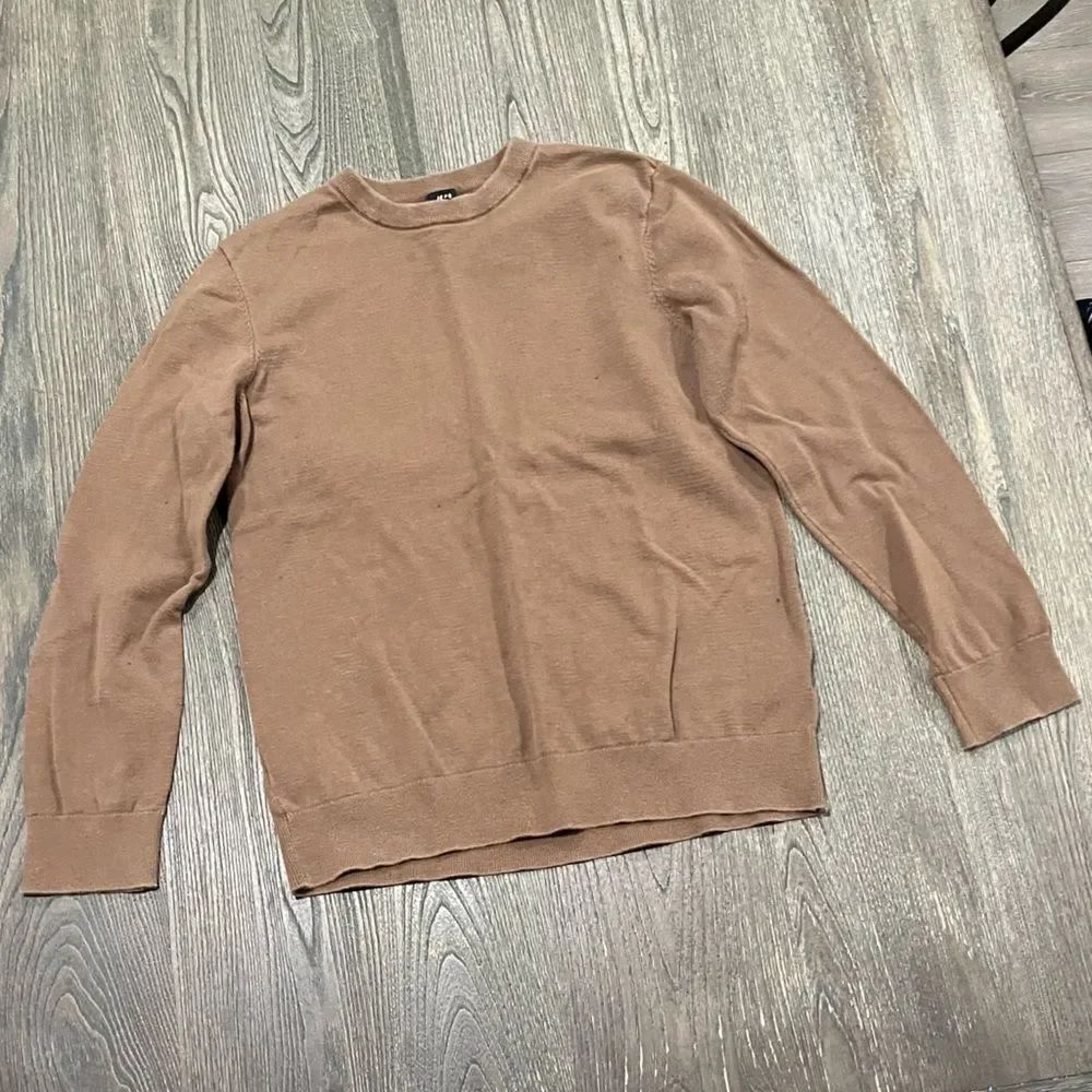 H&M Womens Crewneck Sweatshirt Pullover Long Sleeve Ribbed Relaxed Brown Size M